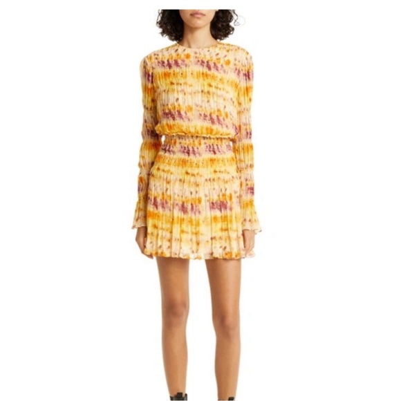 NWT Jason Wu Printed Smocked Silk
Chiffon Mini Dress. - Picture 1 of 3